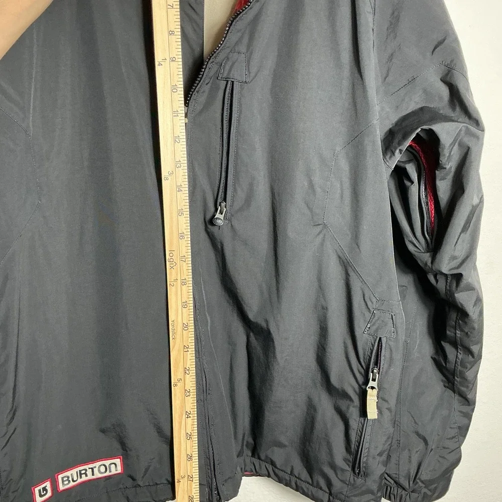 Burton Snowboard Jacket Mens Medium Black Red‎ Hooded Gorpcore Pit Vents Y2K